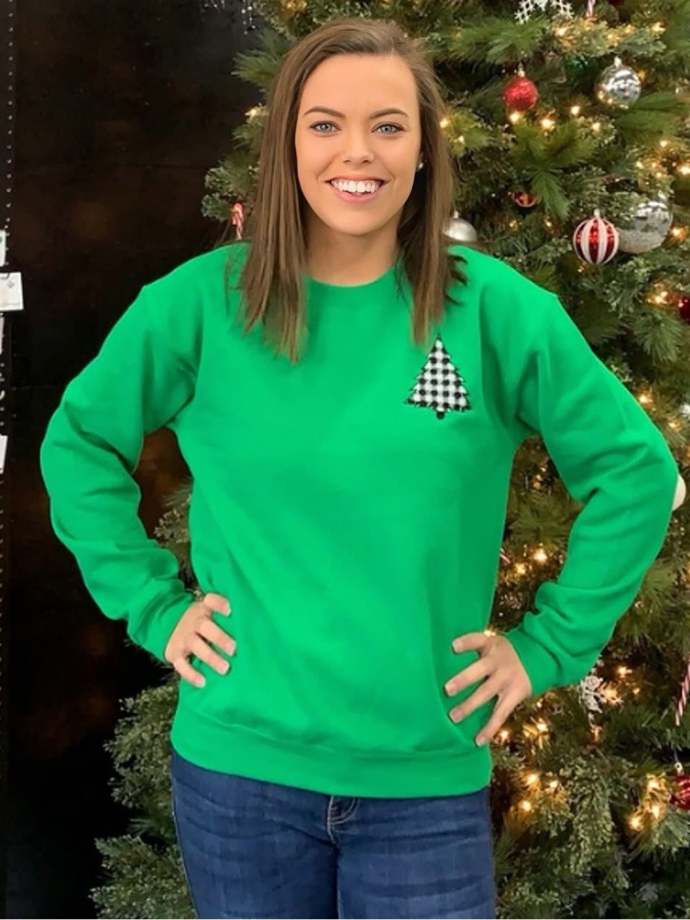 Gildan Heavy Blend Kelly Green Christmas Tree Sweatshirt - MULTIPLE SIZES